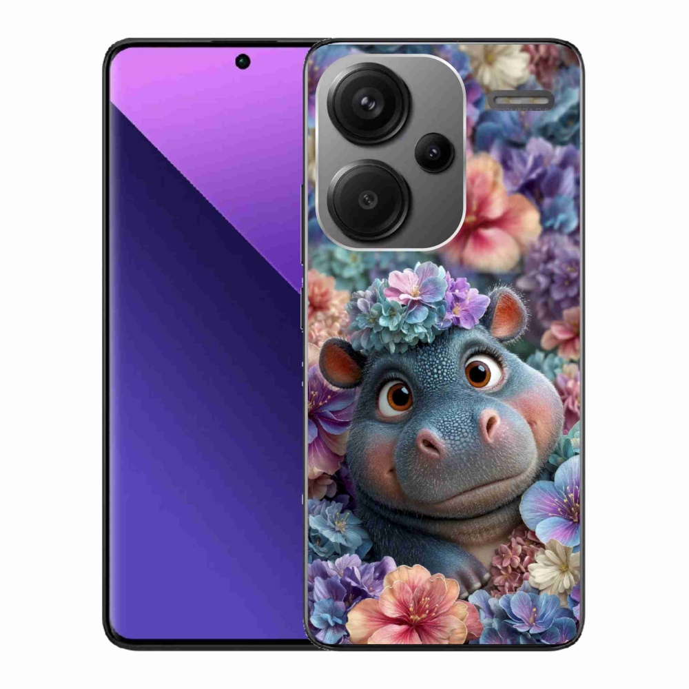 Gél borítás mmCase a Xiaomi Redmi Note 13 Pro+ 5G számára - víziló virágokban