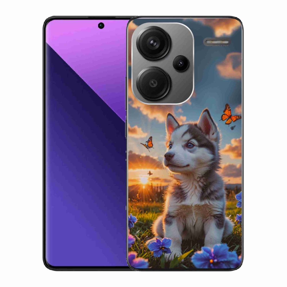 Gél borítás mmCase a Xiaomi Redmi Note 13 Pro+ 5G számára - husky a naplementében