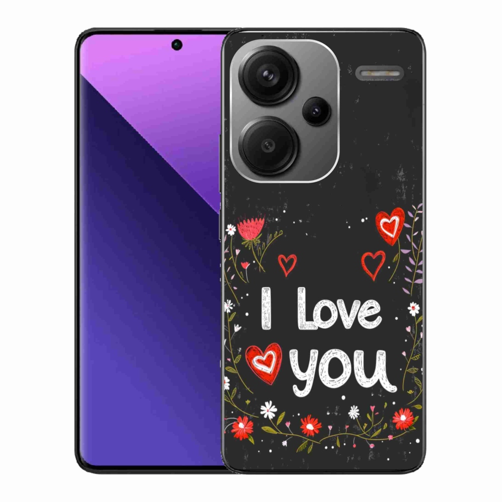 Gél borító mmCase a Xiaomi Redmi Note 13 Pro+ 5G - I love you fekete háttérrel