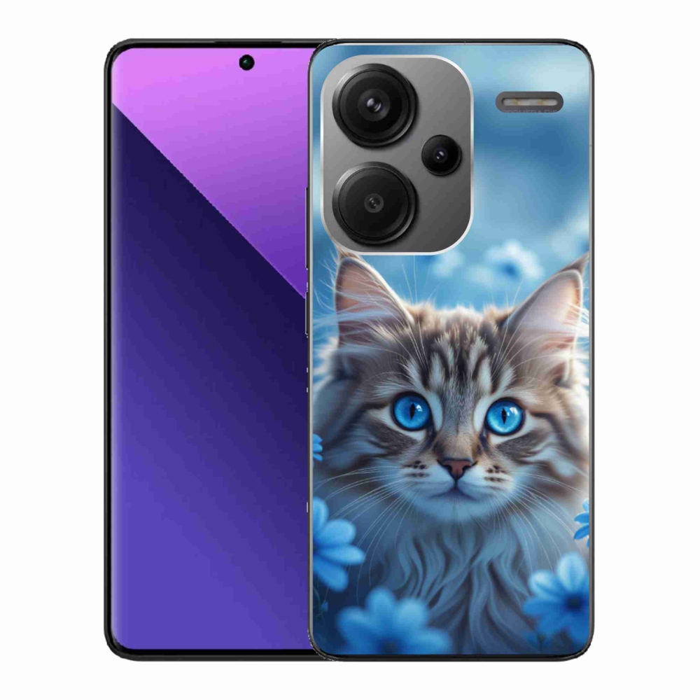 Gél borítás mmCase a Xiaomi Redmi Note 13 Pro+ 5G számára - kék virágos cica