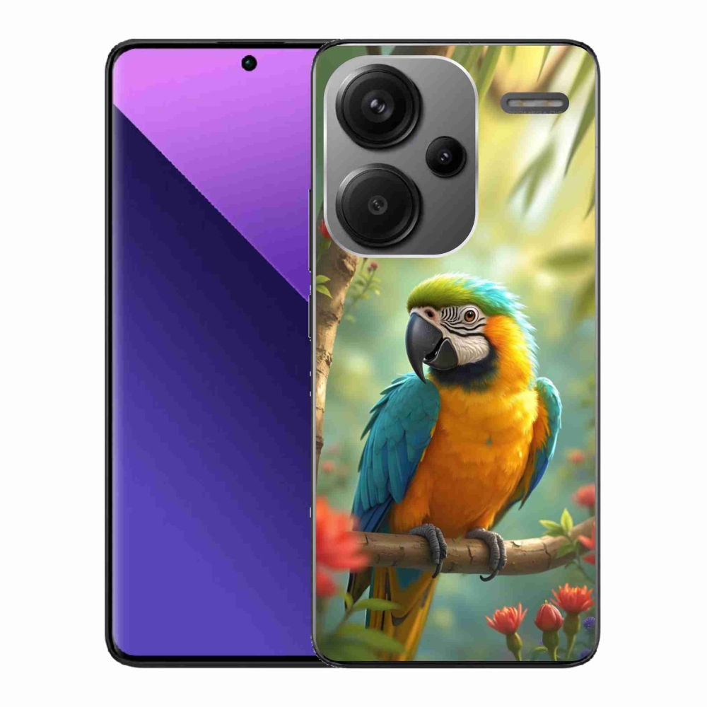 Gél borítás mmCase a Xiaomi Redmi Note 13 Pro+ 5G számára - papagáj ara kék és sárga