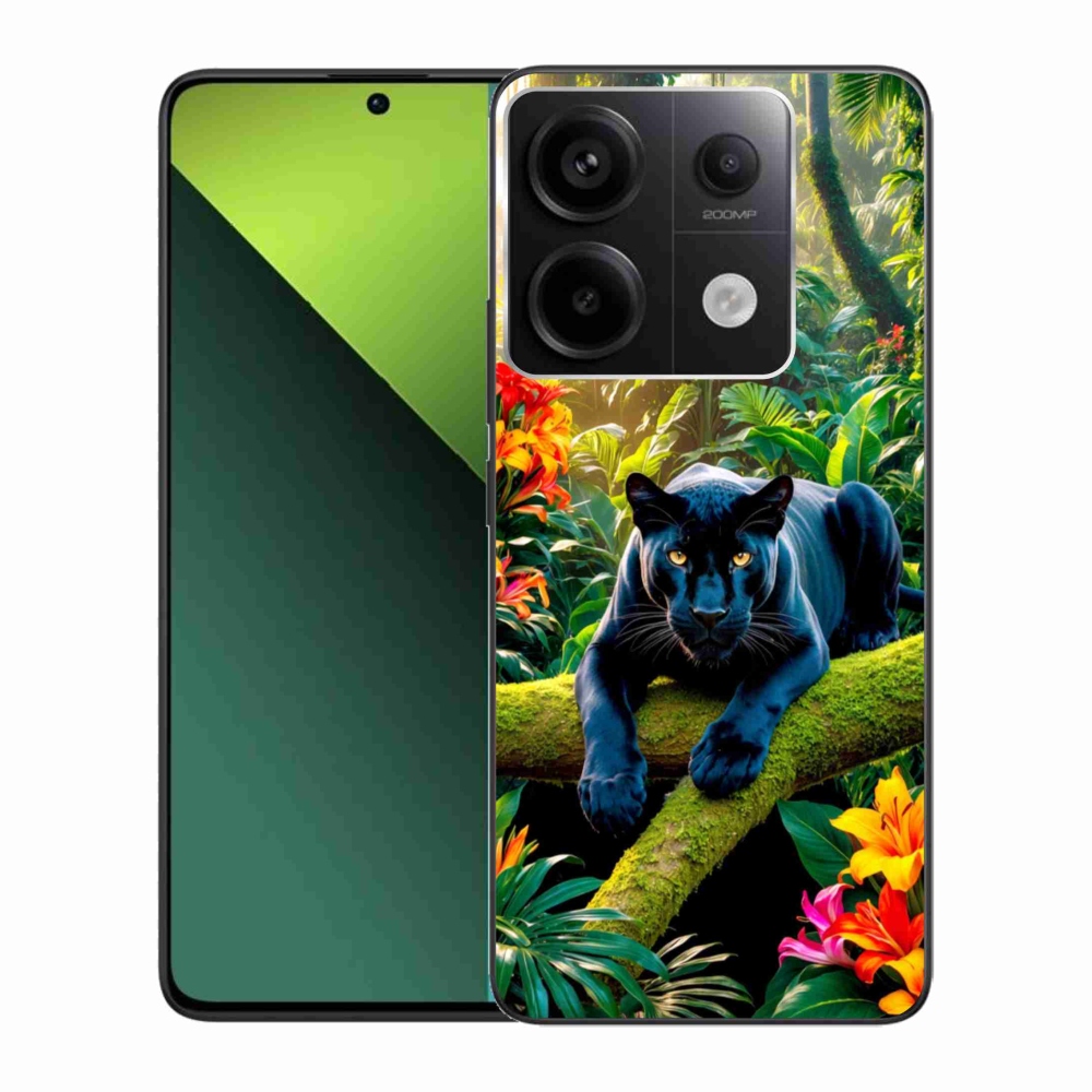 Zselés borítás mmCase a Xiaomi Redmi Note 13 Pro 5G/Poco X6 5G számára - fekete párduc a dzsungelben