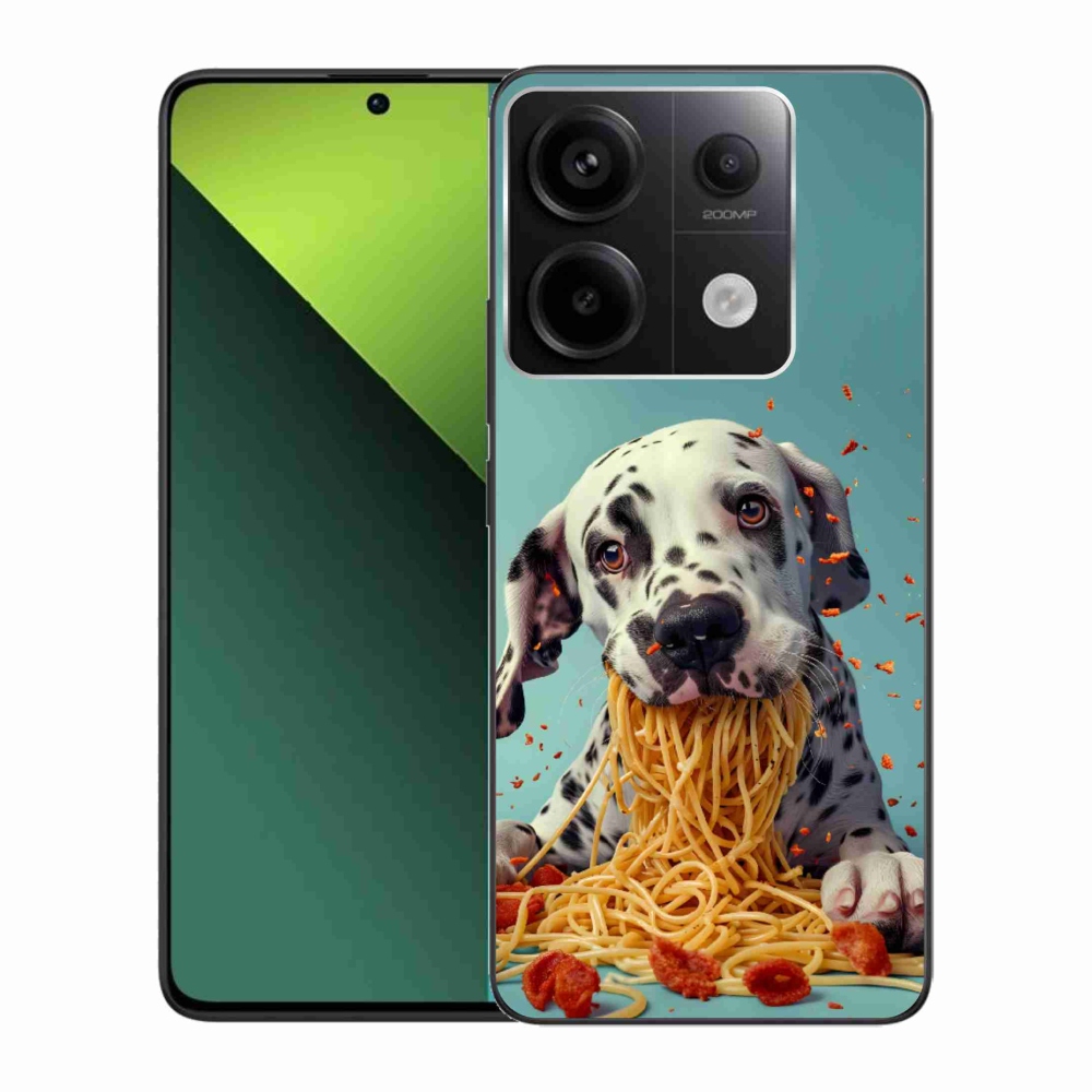 Gél borítás mmCase a Xiaomi Redmi Note 13 Pro 5G/Poco X6 5G számára - dalmatin és spagetti