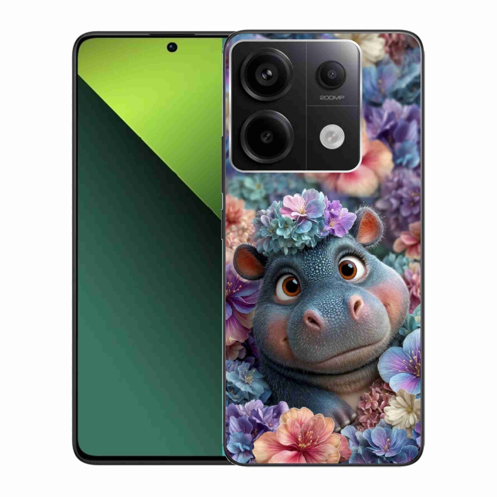Gél borítás mmCase a Xiaomi Redmi Note 13 Pro 5G/Poco X6 5G számára - víziló virágokban