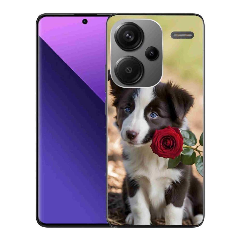 Gél borító mmCase a Xiaomi Redmi Note 13 Pro+ 5G számára - aranyos border collie rózsával
