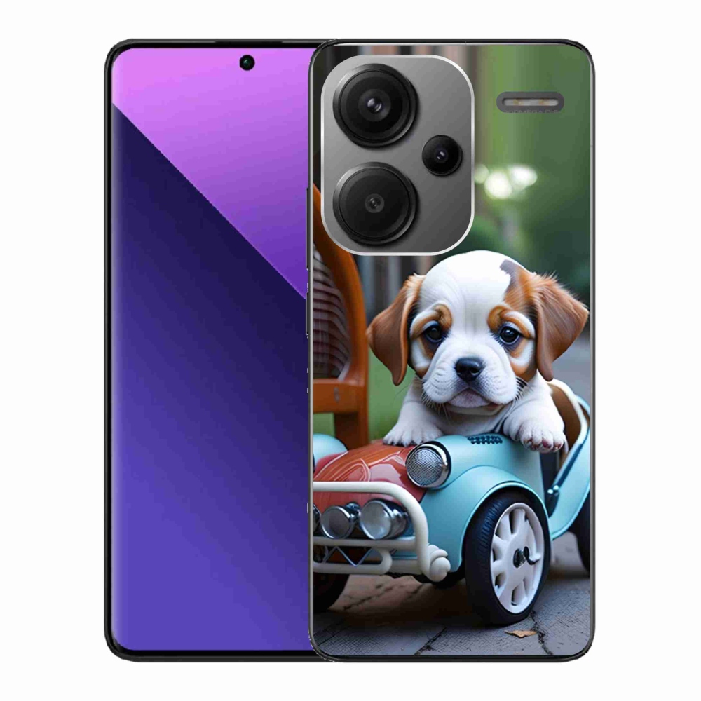 Gél borítás mmCase a Xiaomi Redmi Note 13 Pro+ 5G - kiskutya retro autóban