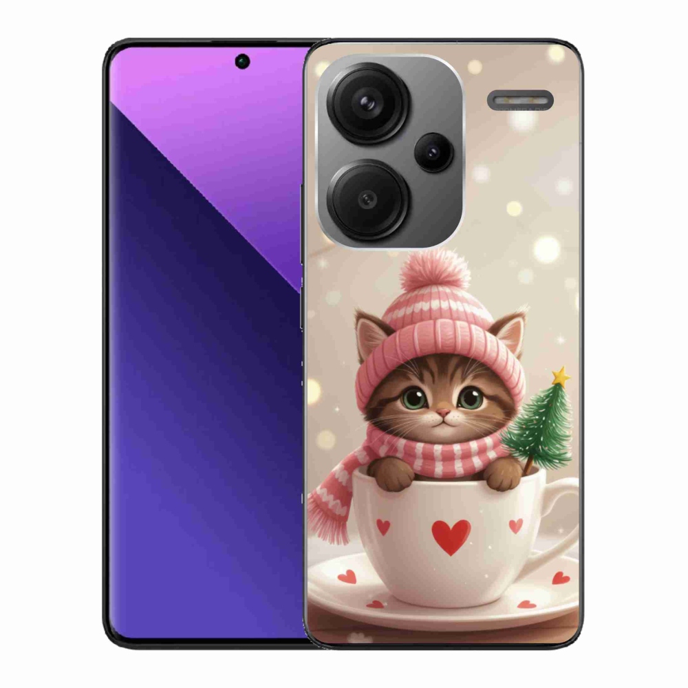 Gél borítás mmCase a Xiaomi Redmi Note 13 Pro+ 5G számára - karácsonyi cica a csészében