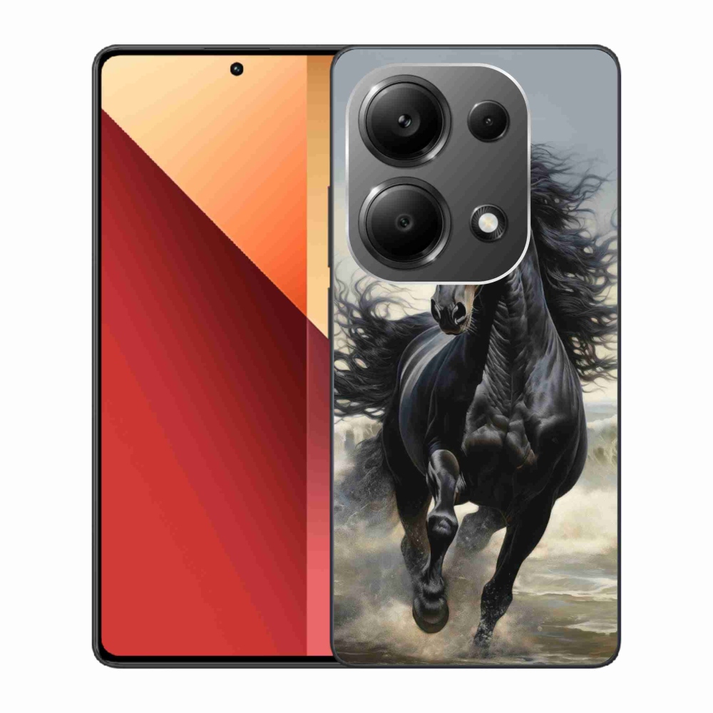 Gél borítás mmCase a Xiaomi Redmi Note 13 Pro/Poco M6 Pro - futó fekete lóhoz