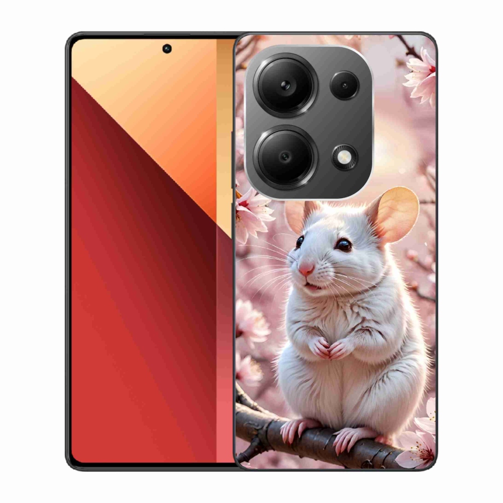 Gél borítás mmCase a Xiaomi Redmi Note 13 Pro/Poco M6 Pro számára - fehér egér az ágon