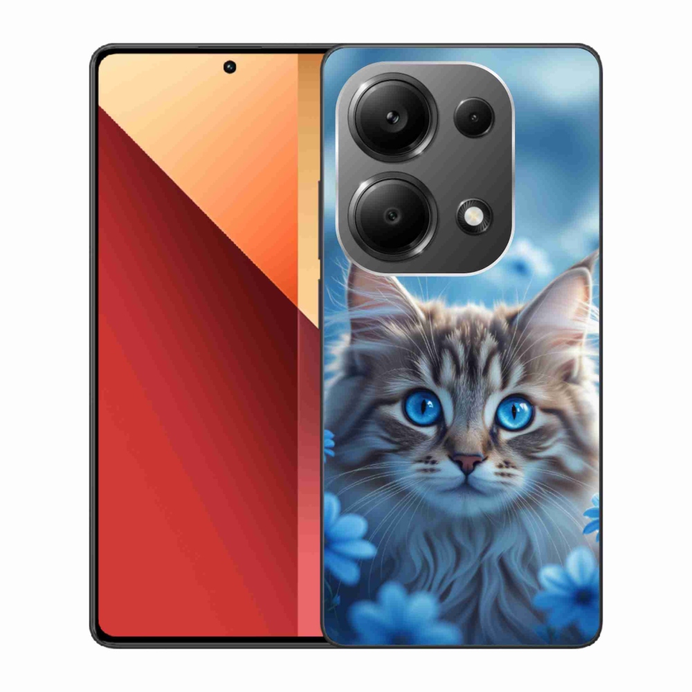 Gél borítás mmCase a Xiaomi Redmi Note 13 Pro/Poco M6 Pro számára - kék virágos cica