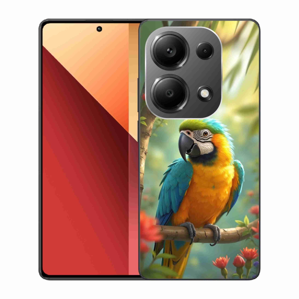 Zselés borítás mmCase a Xiaomi Redmi Note 13 Pro/Poco M6 Pro - papagáj ara kék és sárga színben