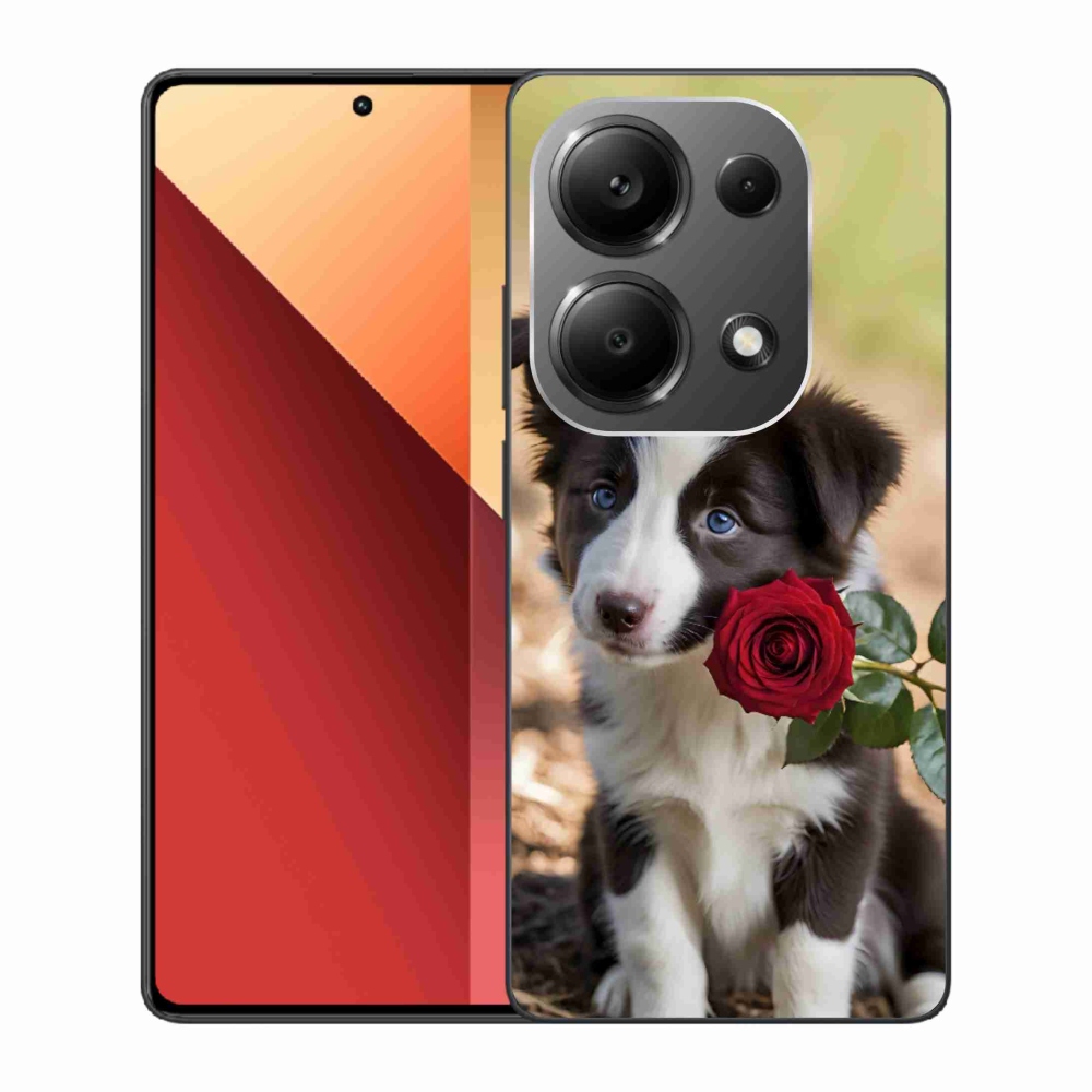Gél borítás mmCase a Xiaomi Redmi Note 13 Pro/Poco M6 Pro számára - aranyos border collie rózsával