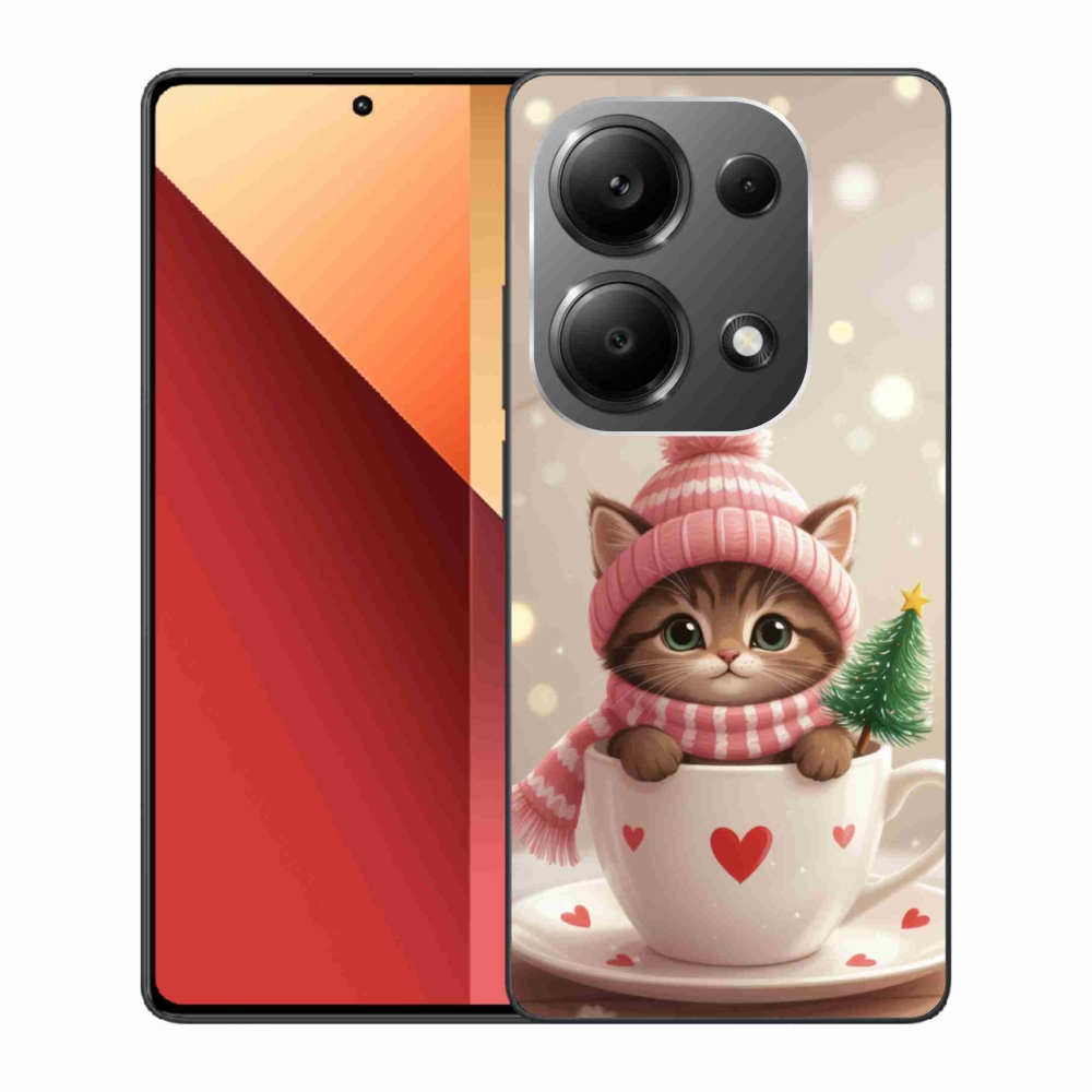 Gél borítás mmCase a Xiaomi Redmi Note 13 Pro/Poco M6 Pro számára - Karácsonyi cica a bögrében