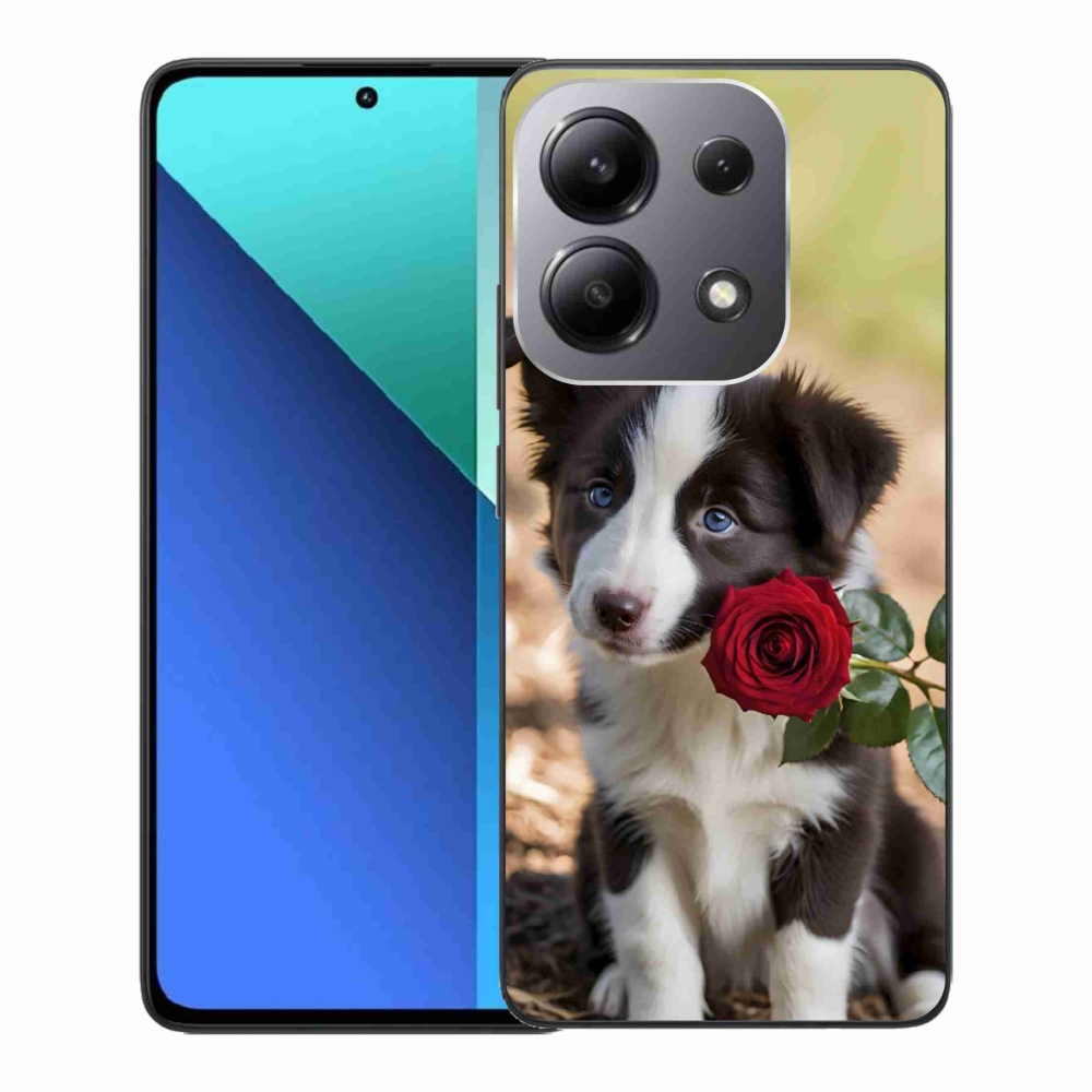 Gél borító mmCase a Xiaomi Redmi Note 13-hoz - aranyos border collie rózsával
