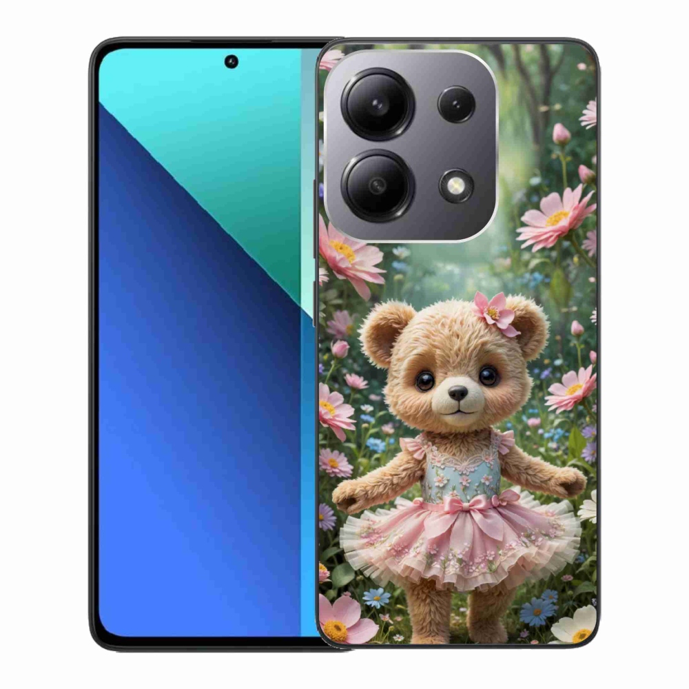 Gél borítás mmCase a Xiaomi Redmi Note 13-hoz - aranyos mackó virágokkal