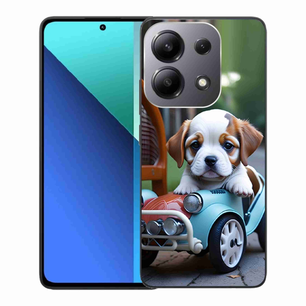 Gél borító mmCase a Xiaomi Redmi Note 13-hoz - kiskutya retro autóban