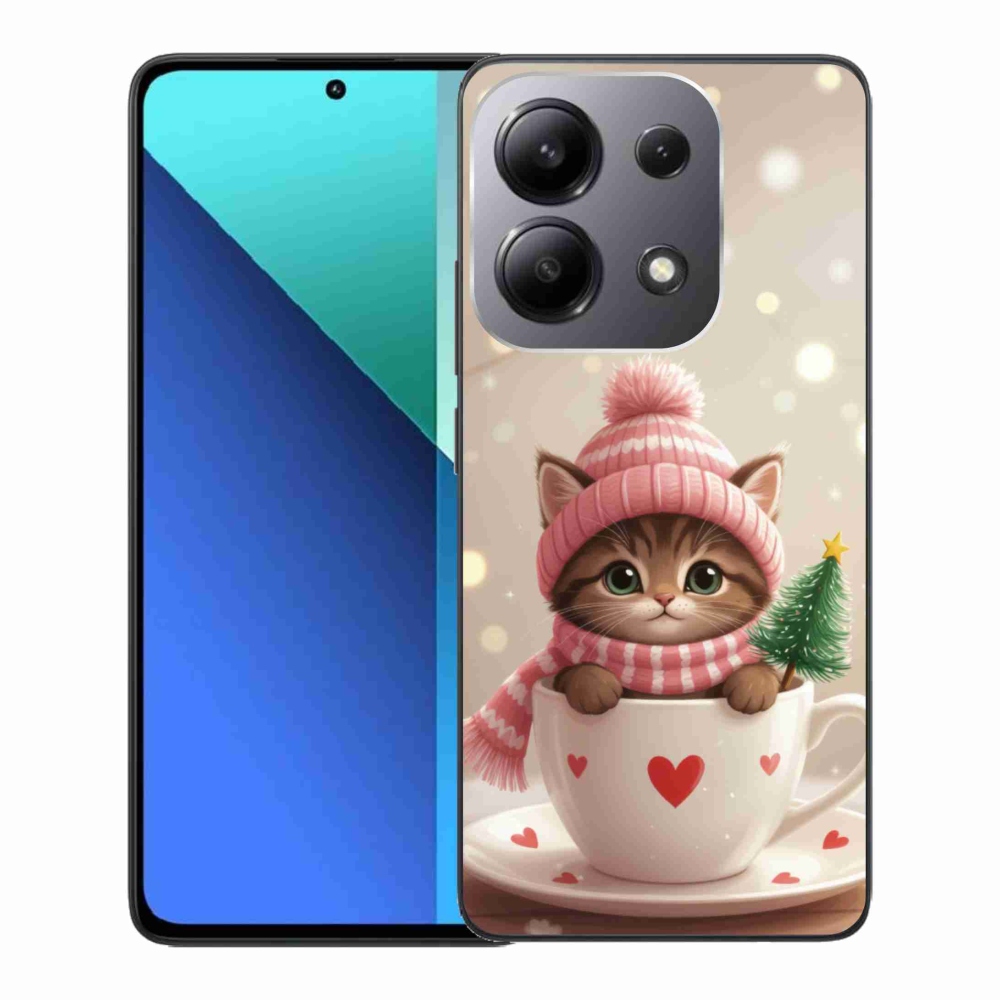 Gél borítás mmCase a Xiaomi Redmi Note 13-hoz - Karácsonyi cica egy csészében