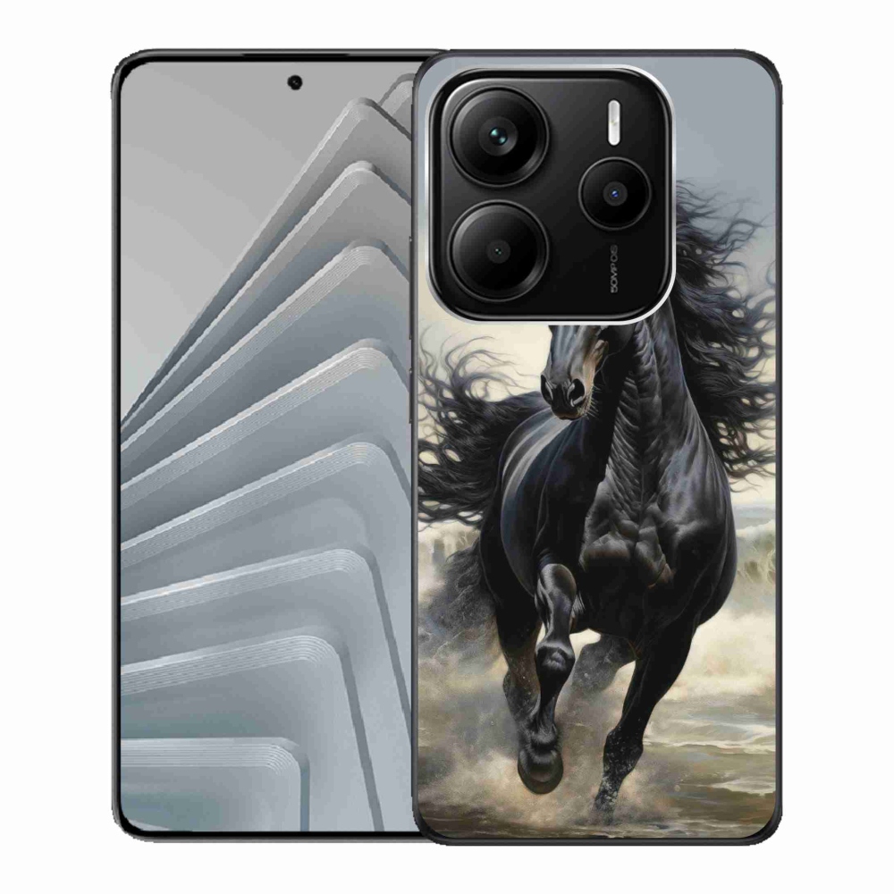 Gél borítás mmCase a Xiaomi Redmi Note 14 5G - futó fekete lóhoz