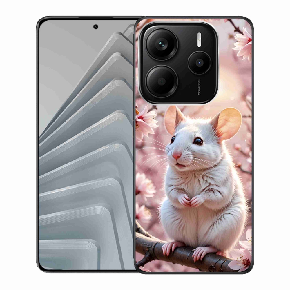 Gél borító mmCase a Xiaomi Redmi Note 14 5G-hez - fehér egér az ágon