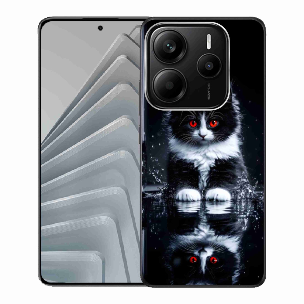 Gél borítás mmCase a Xiaomi Redmi Note 14 5G-hez - fekete-fehér cica