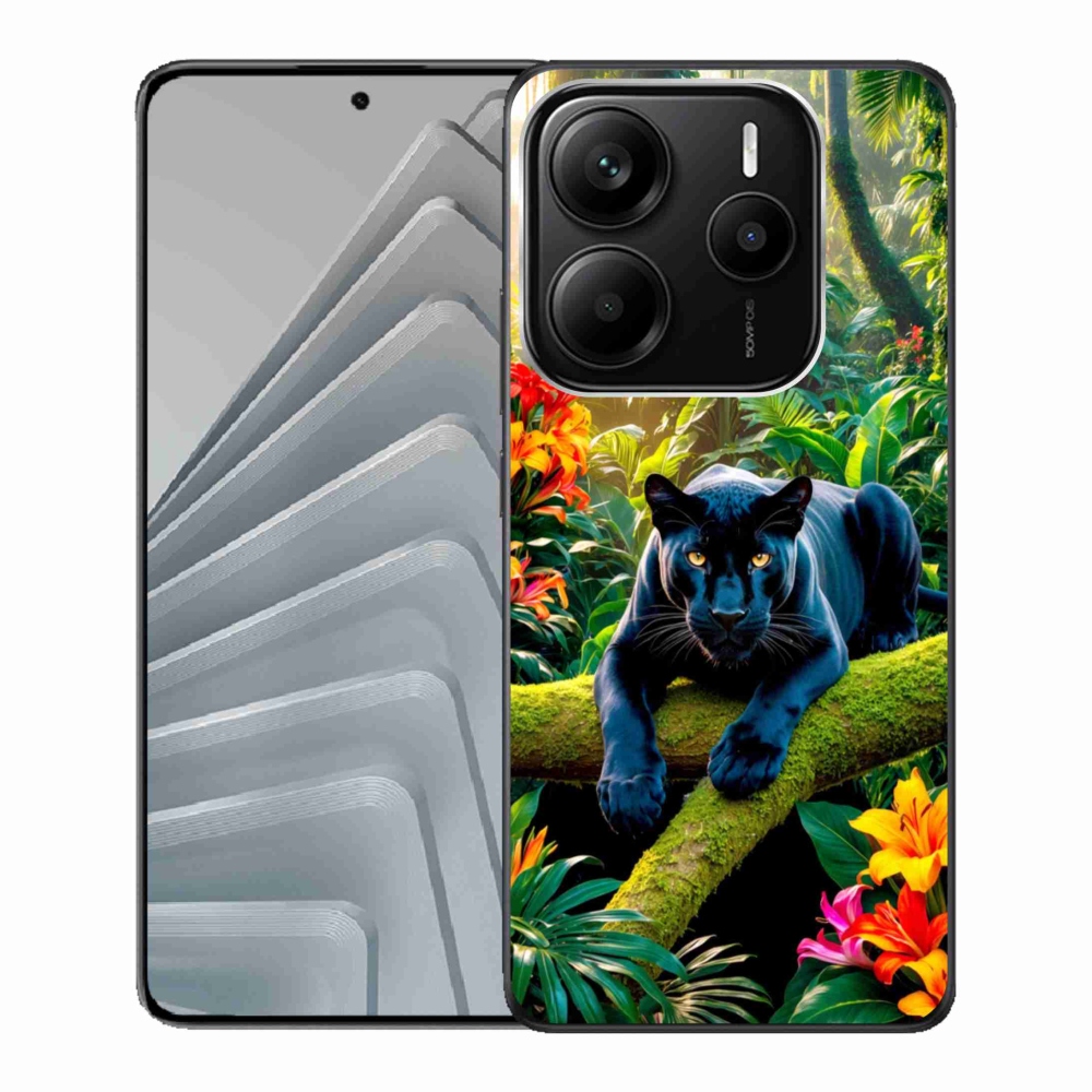 Gél borítás mmCase a Xiaomi Redmi Note 14 5G számára - fekete párduc a dzsungelben