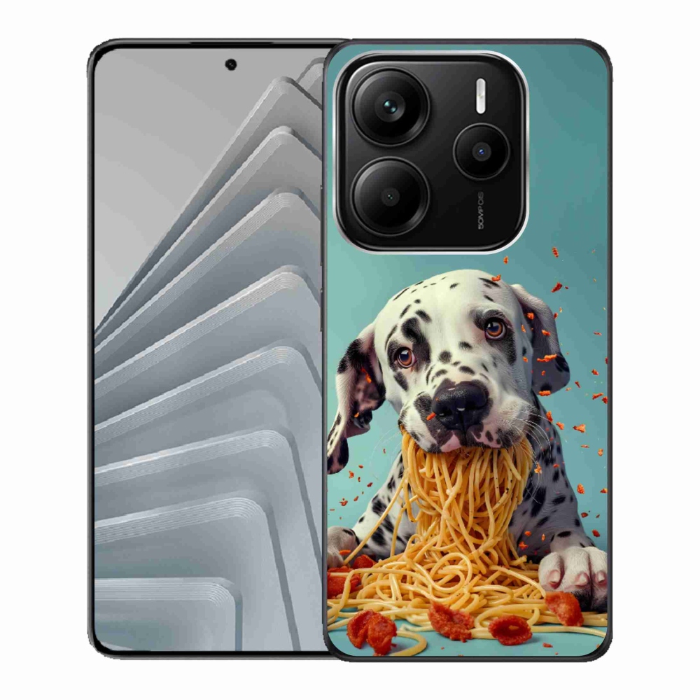 Gél borítás mmCase a Xiaomi Redmi Note 14 5G-hez - Dalmata és spagetti