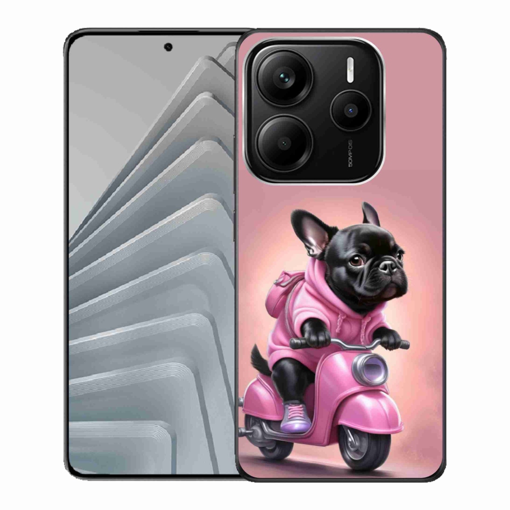 Gél borítás mmCase a Xiaomi Redmi Note 14 5G-hez - francia bulldog egy robogón