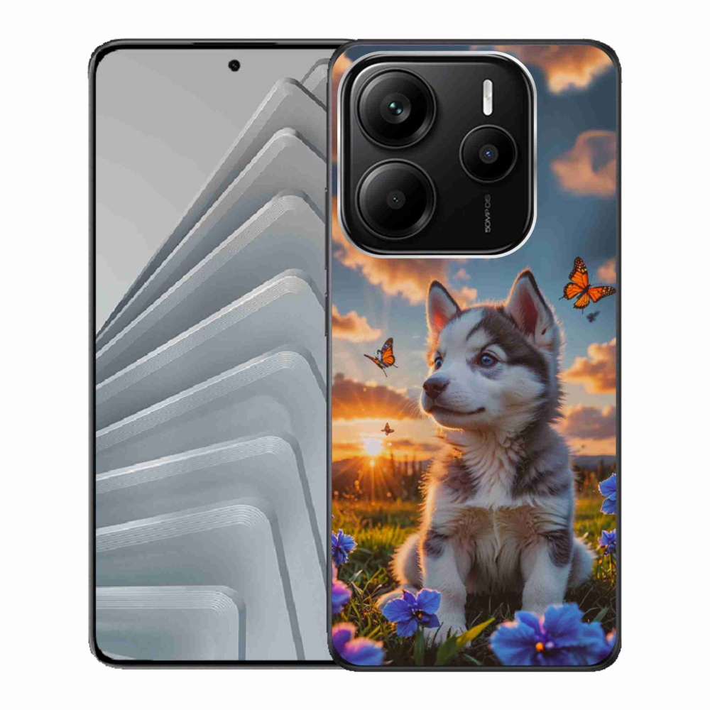 Gél borítás mmCase a Xiaomi Redmi Note 14 5G számára - husky a naplementében