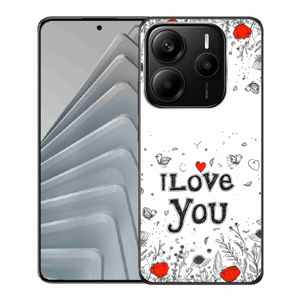 Gél borító mmCase a Xiaomi Redmi Note 14 5G-hez - I love you fehér háttérrel