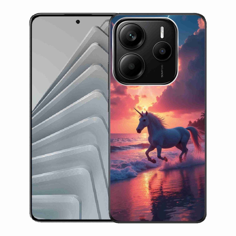 Gél borító mmCase a Xiaomi Redmi Note 14 5G-hez - egyszarvú a tengerparton