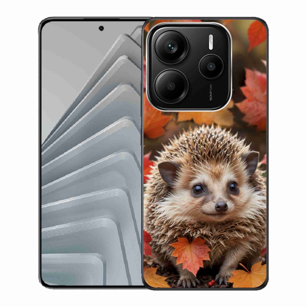 Gél borító mmCase a Xiaomi Redmi Note 14 5G-hez - sün a levelekben