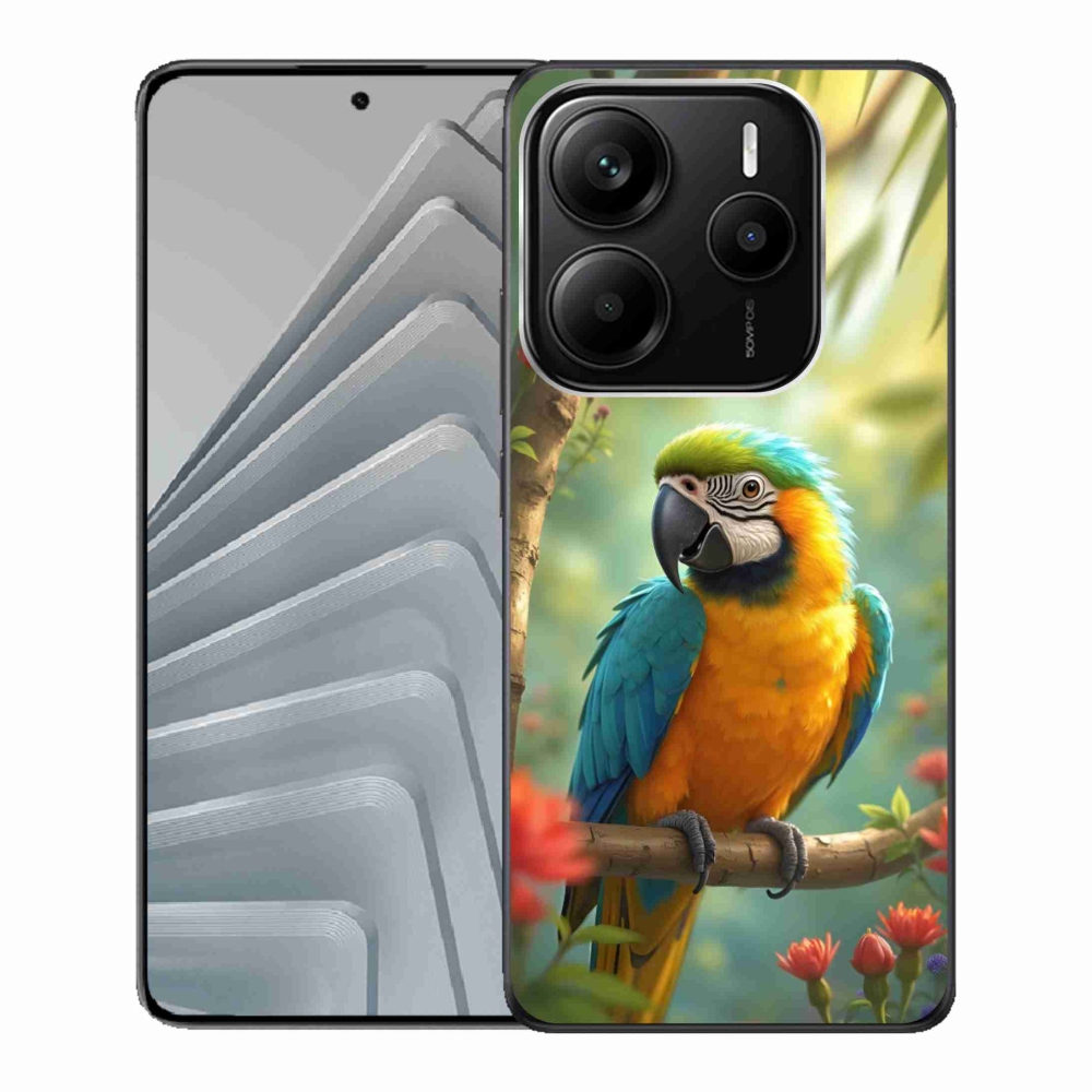 Gél borítás mmCase a Xiaomi Redmi Note 14 5G-hez - papagáj ara kék és sárga