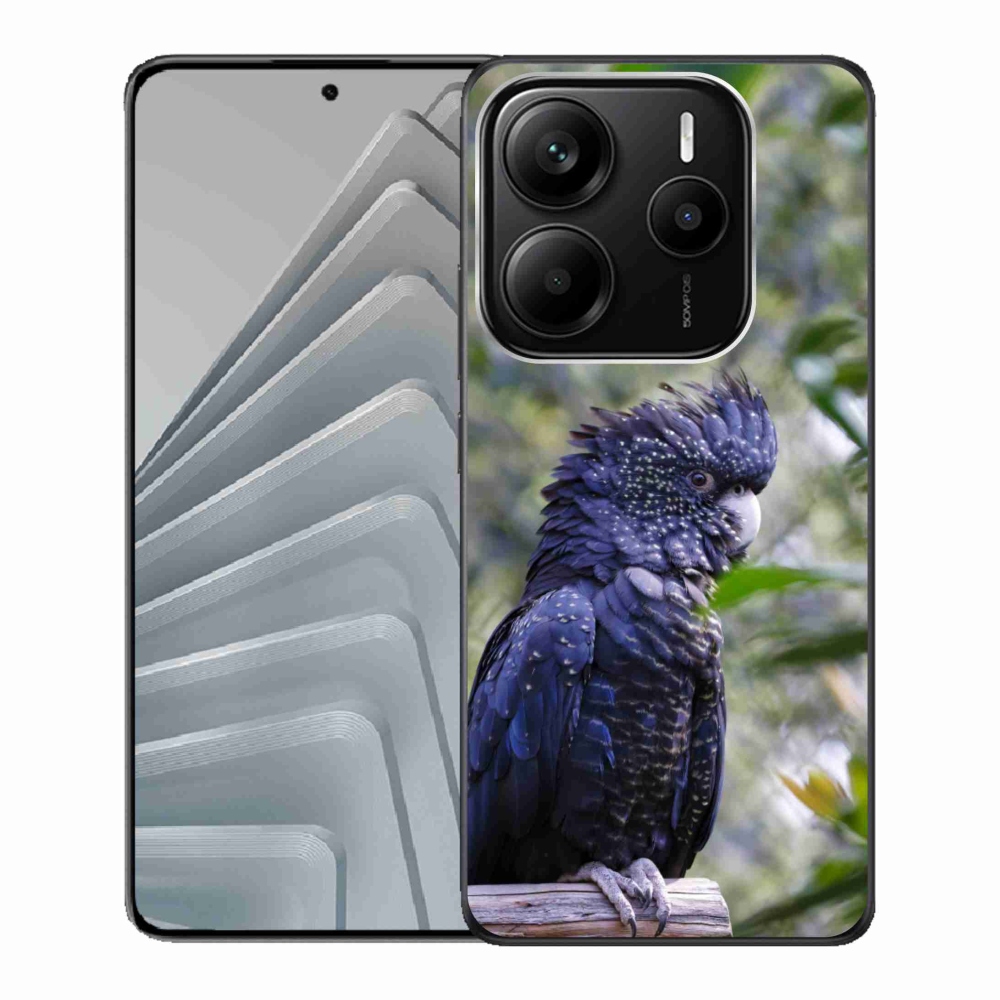 Gél borítás mmCase a Xiaomi Redmi Note 14 5G-hez - papagáj kakadu fekete