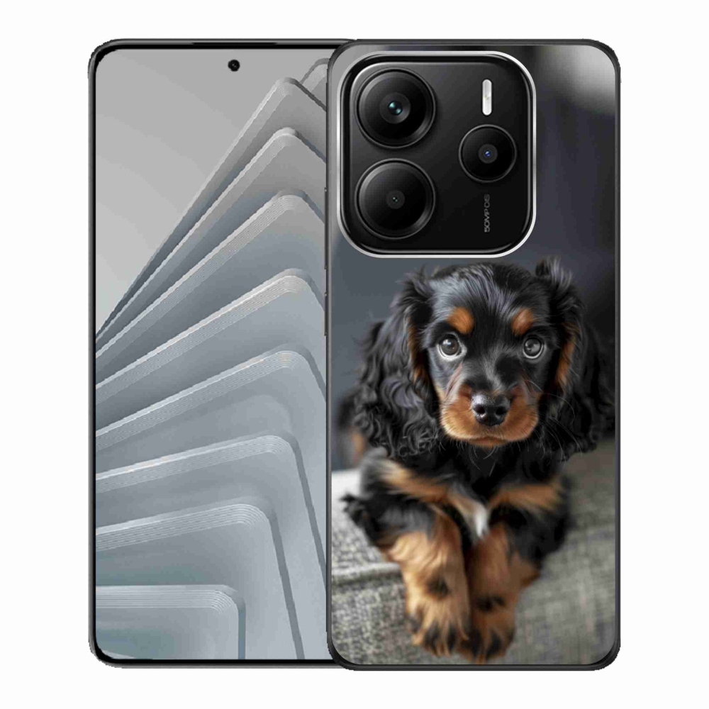 Gél borítás mmCase a Xiaomi Redmi Note 14 5G számára - aranyos hosszú szőrű tacskó