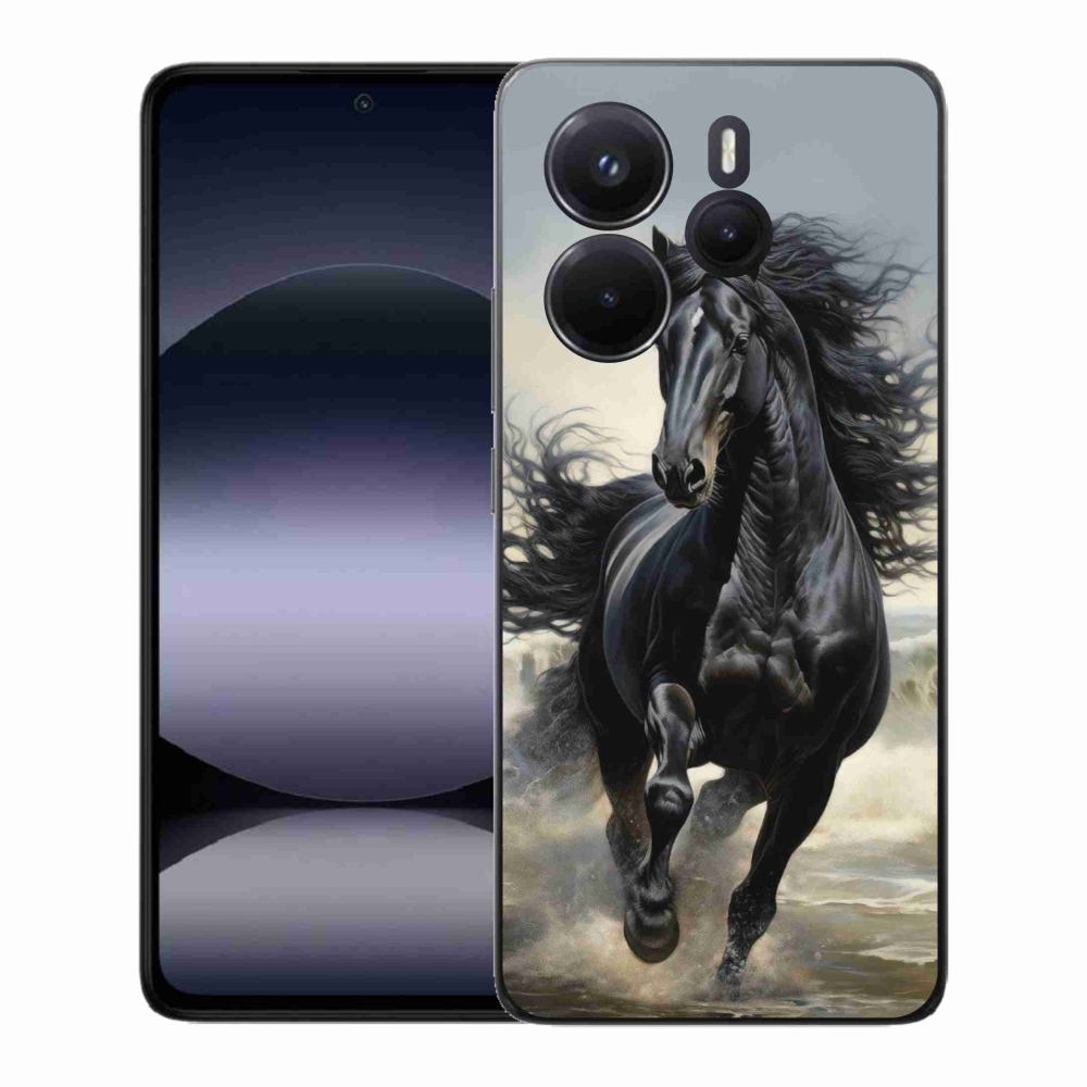 Gél borítás mmCase a Xiaomi Redmi Note 14-hez - futó fekete ló