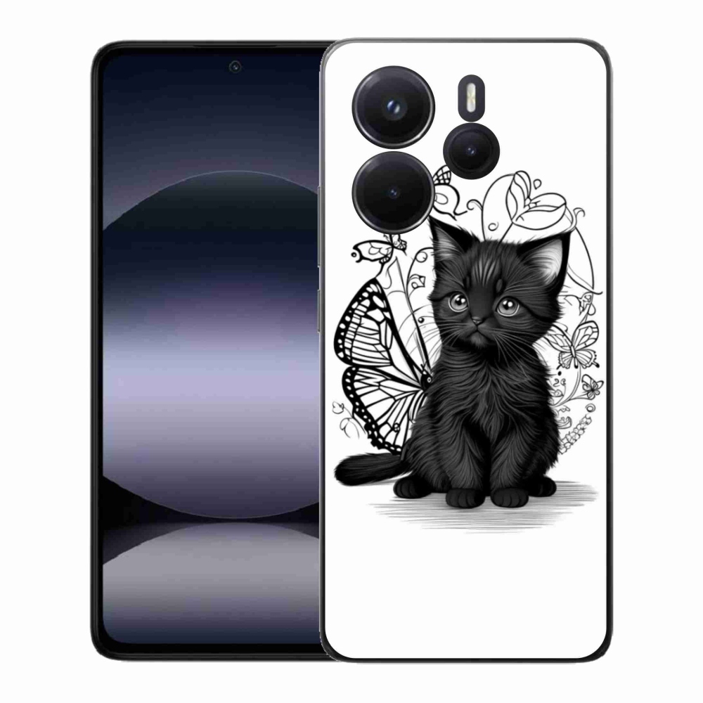 Gél borítás mmCase a Xiaomi Redmi Note 14-hez - fekete cica