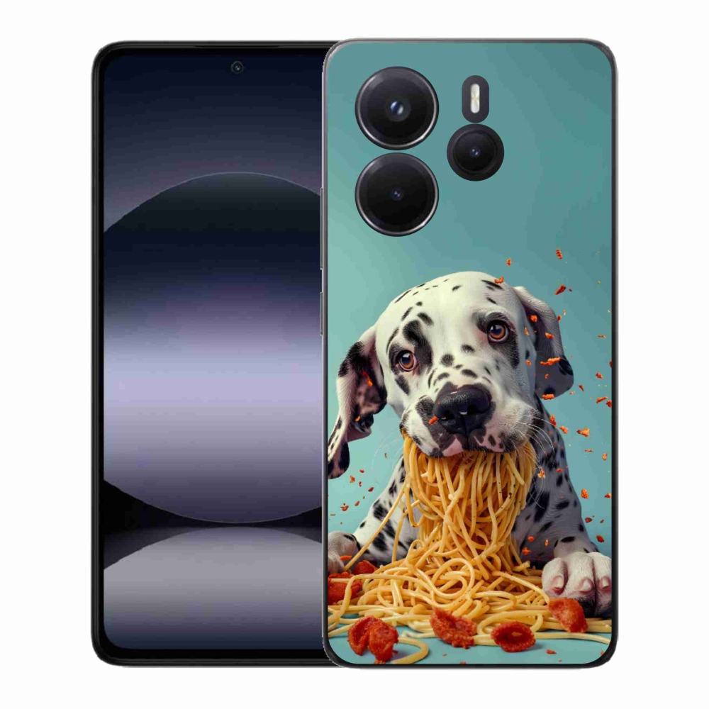 Gél borítás mmCase a Xiaomi Redmi Note 14-hez - Dalmata és spagetti