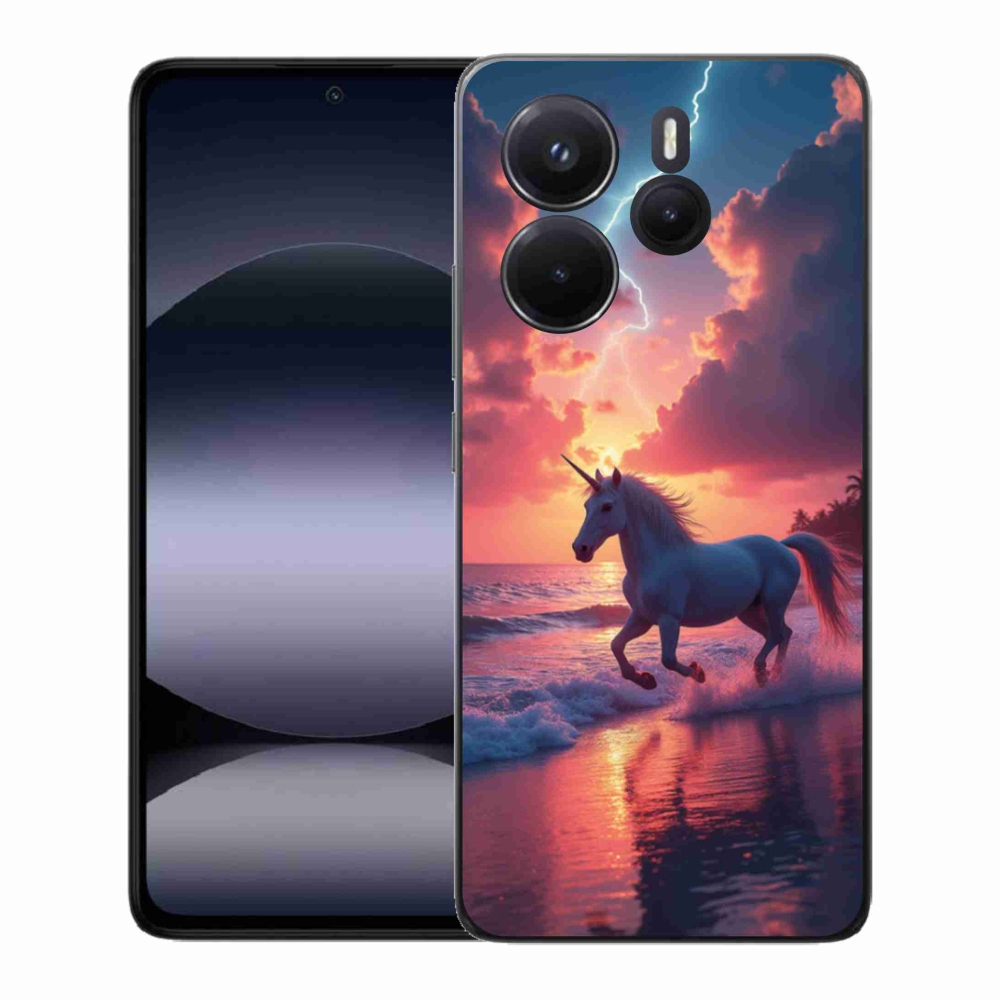 Gél borító mmCase a Xiaomi Redmi Note 14-hez - egyszarvú a tengerparton