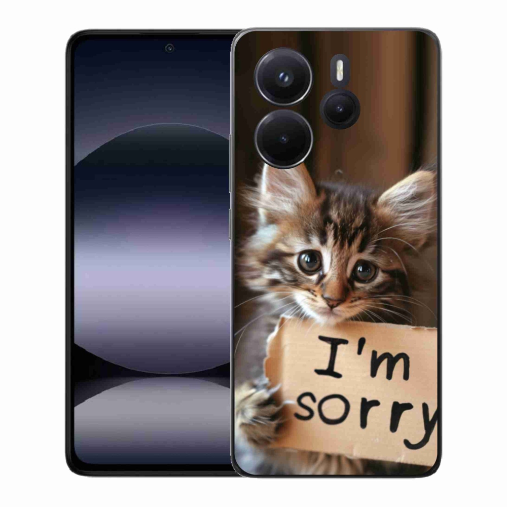 Gél borítás mmCase a Xiaomi Redmi Note 14-hez - macska bocsánatkérése