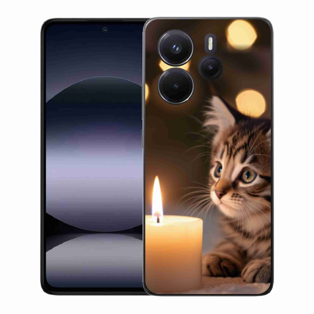 Gél borító mmCase a Xiaomi Redmi Note 14-hez - cica és gyertya