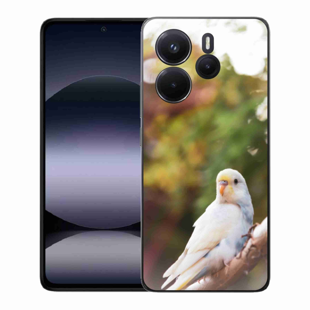 Gél borító mmCase a Xiaomi Redmi Note 14-hez - papagáj és fehér