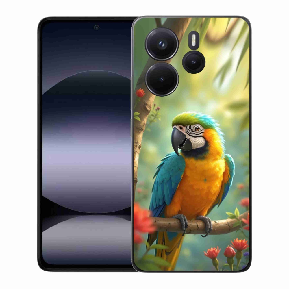 Gél borítás mmCase a Xiaomi Redmi Note 14-hez - papagáj ara kék és sárga