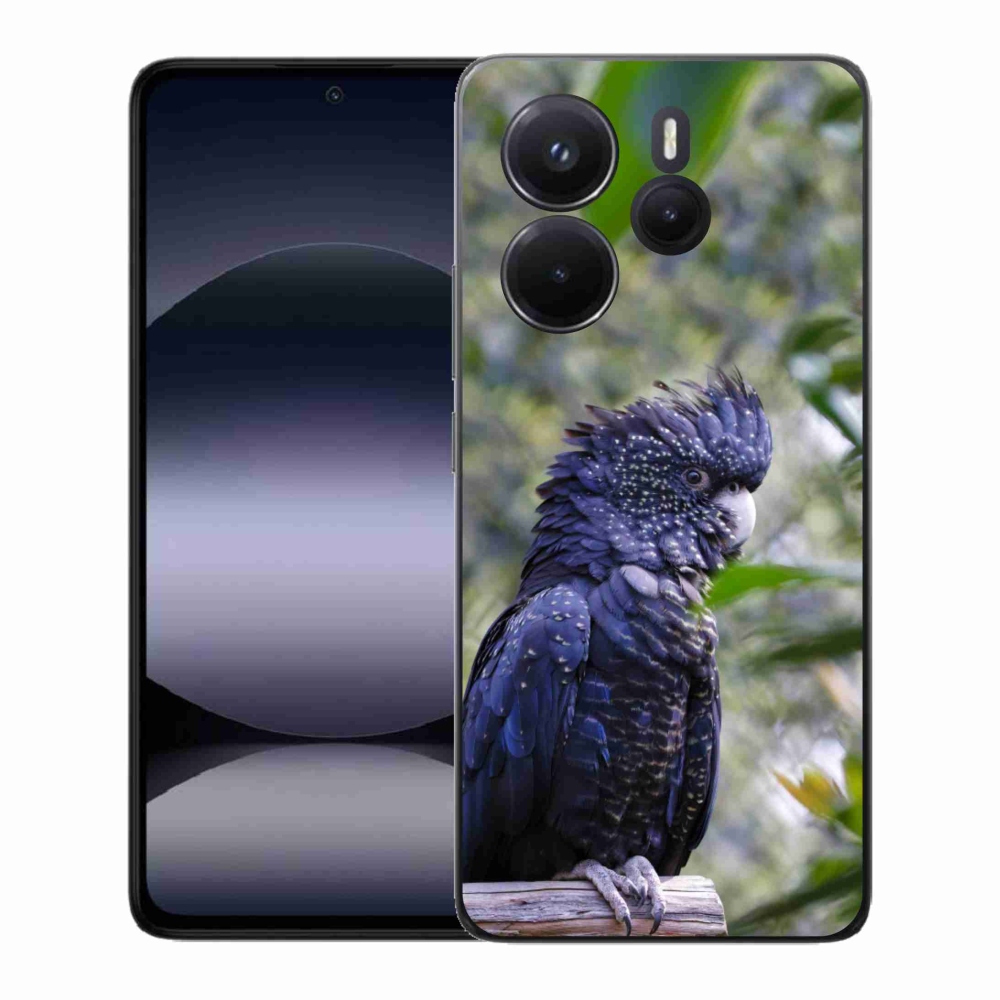 Gél borítás mmCase a Xiaomi Redmi Note 14-hez - papagáj kakadu fekete