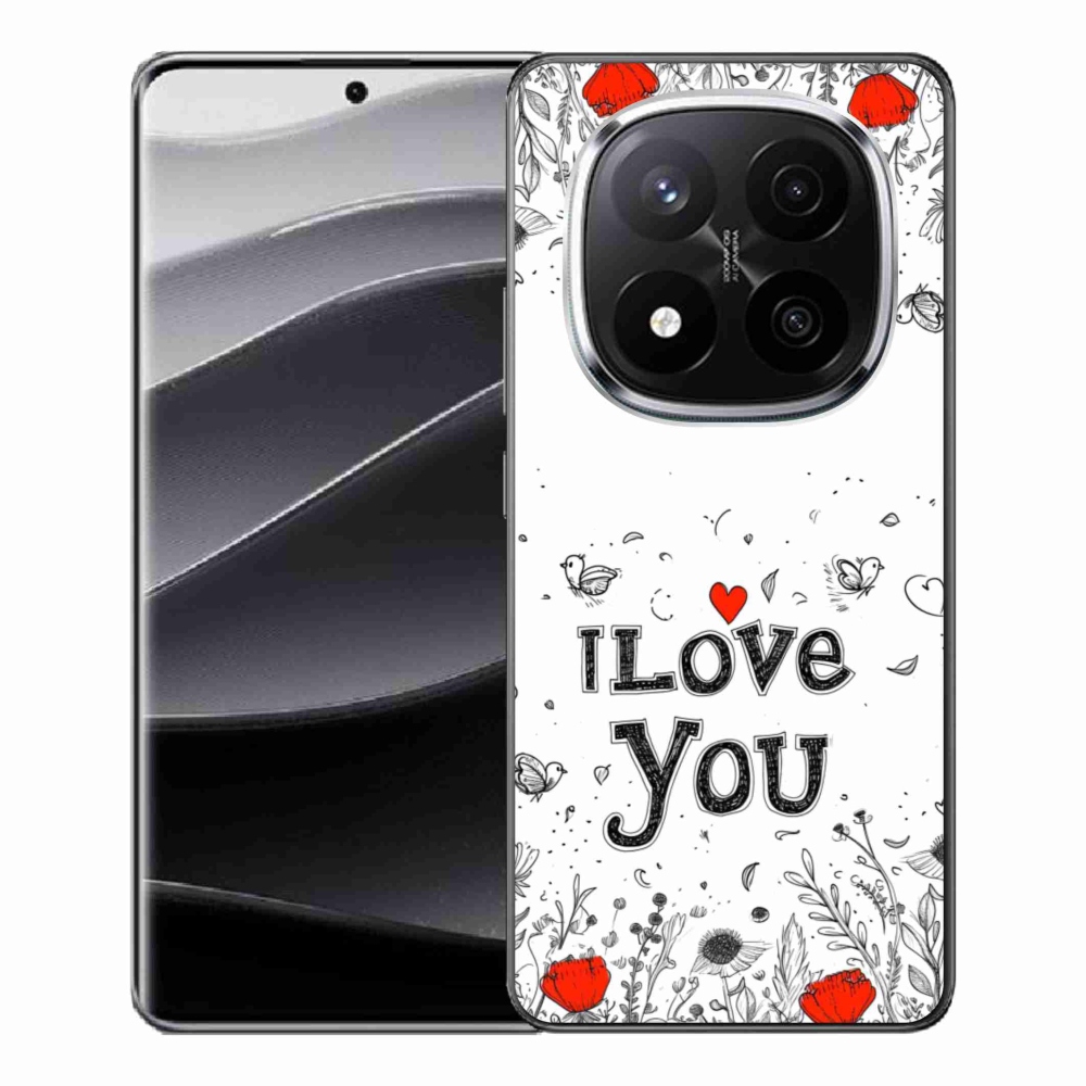 Gél borító mmCase a Xiaomi Redmi Note 14 Pro+ 5G - I love you fehér háttérrel