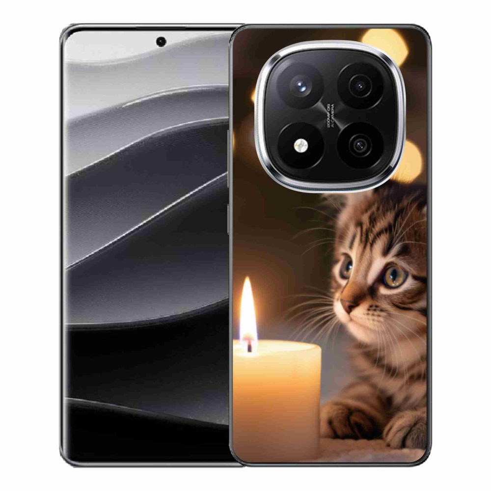 Gél borítás mmCase a Xiaomi Redmi Note 14 Pro+ 5G számára - cica és gyertya