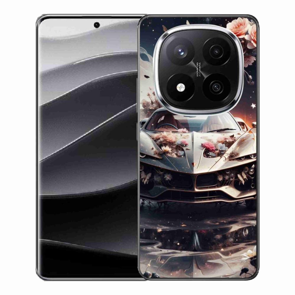 Gél borítás mmCase a Xiaomi Redmi Note 14 Pro+ 5G - virágos sportkocsihoz