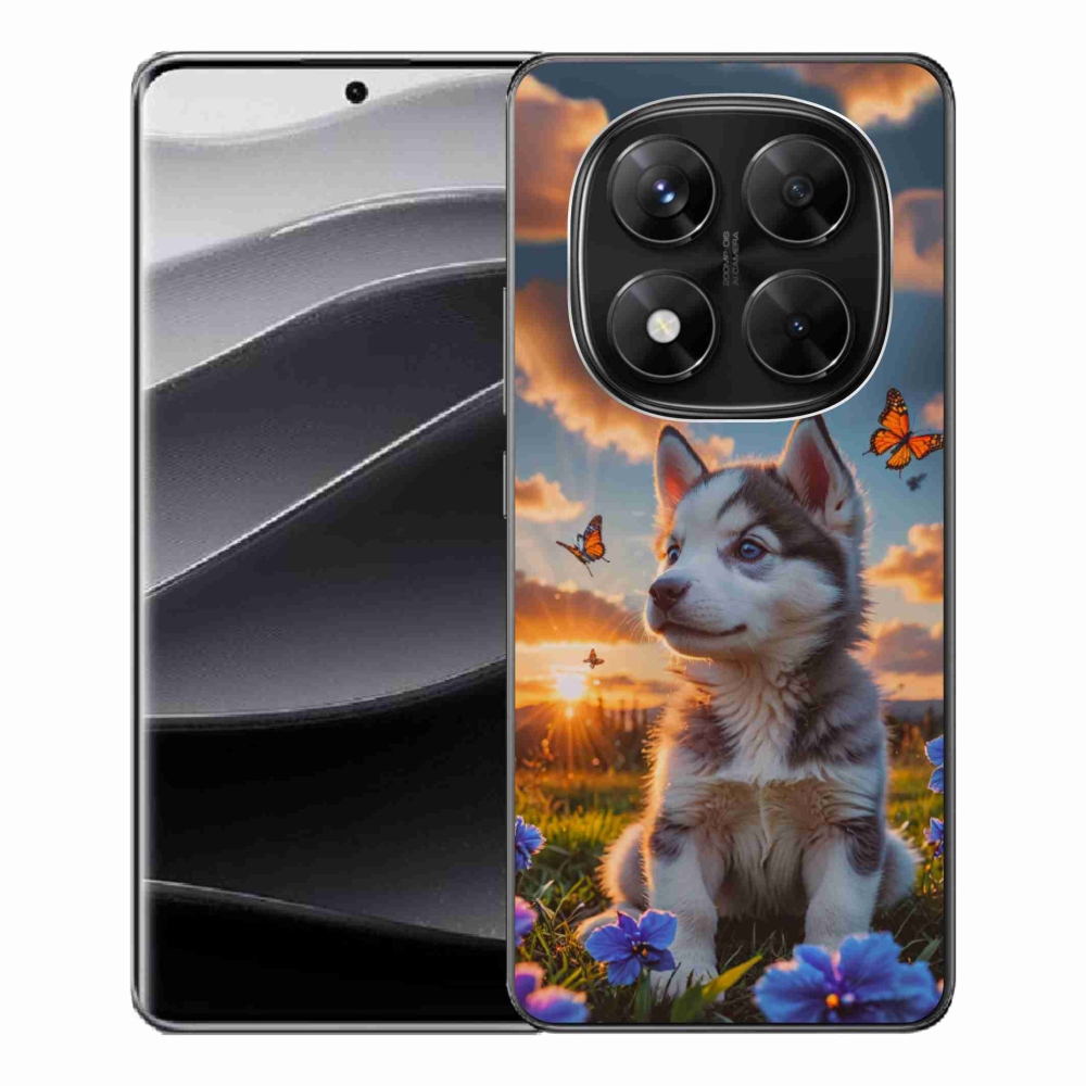 Gél borítás mmCase a Xiaomi Redmi Note 14 Pro 5G/Poco X7 5G számára - husky a naplementében