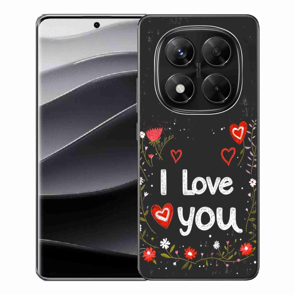 Gél borítás mmCase a Xiaomi Redmi Note 14 Pro 5G/Poco X7 5G - I love you fekete háttérrel