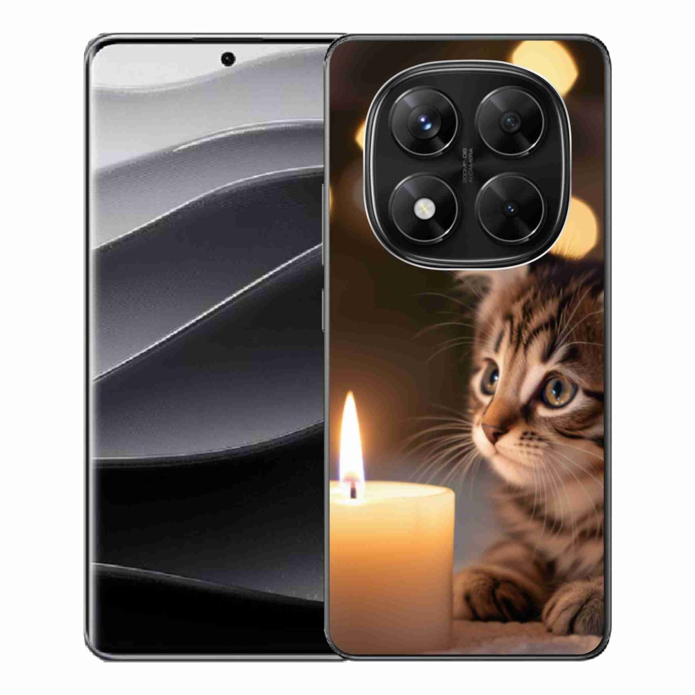 Gél borítás mmCase a Xiaomi Redmi Note 14 Pro 5G/Poco X7 5G számára - cica és gyertya