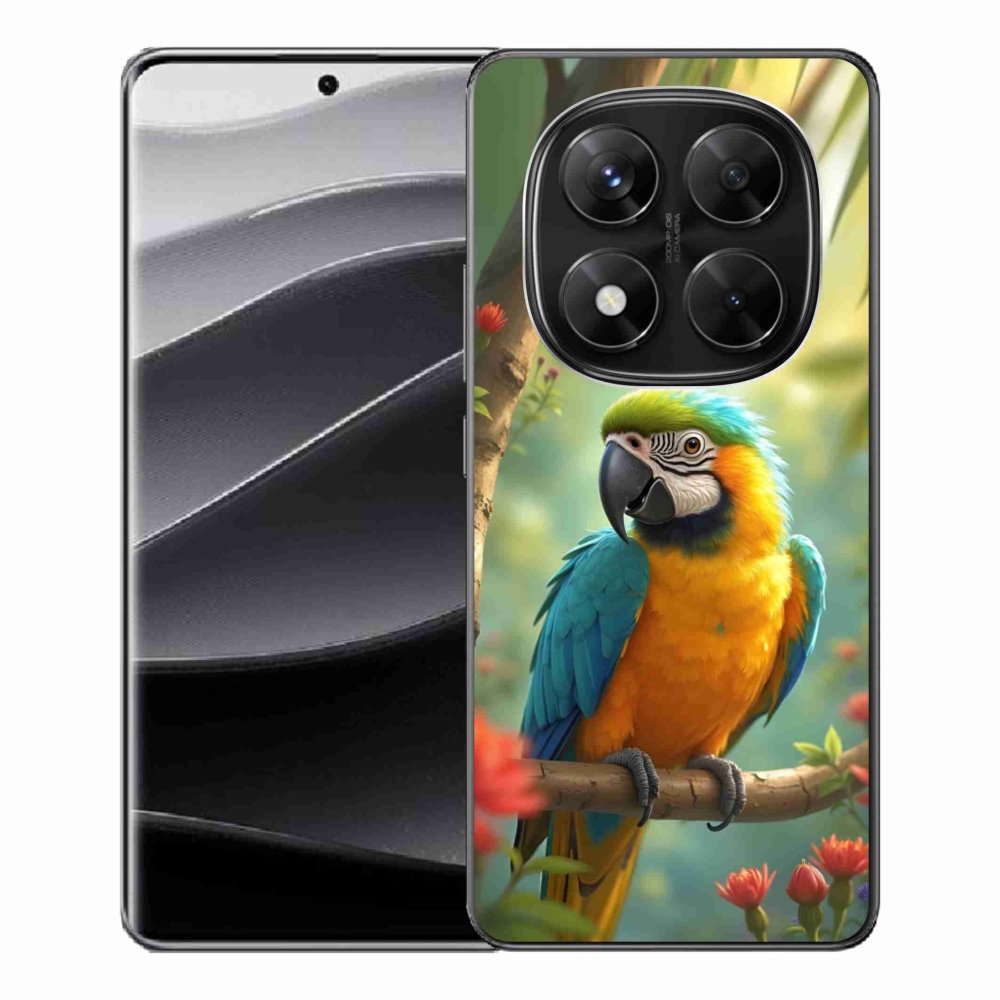 Gél borítás mmCase a Xiaomi Redmi Note 14 Pro 5G/Poco X7 5G számára - papagáj ara kék és sárga